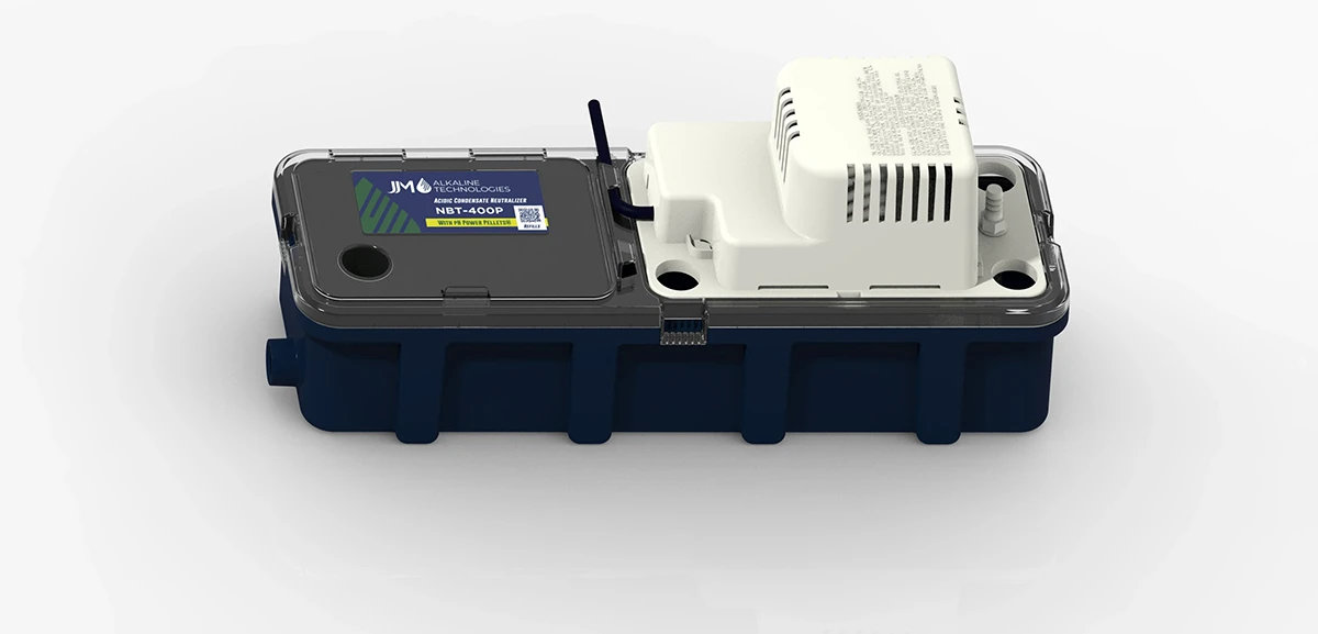 JJM NBT-400P furnace condensate neutralizer preventing condensate corrosion